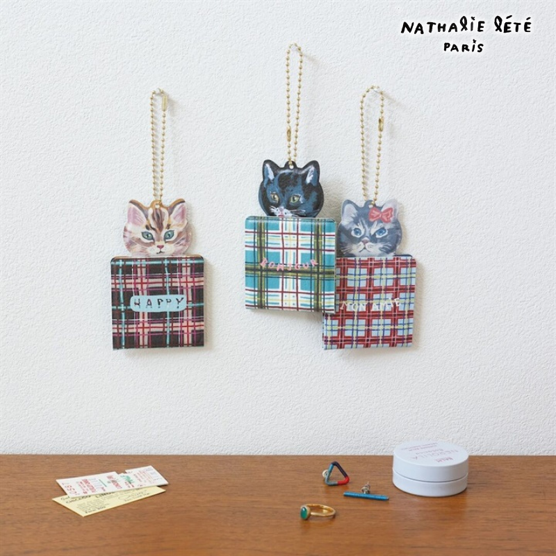 【Nathalie Lete】Key Chain mirror Cat 51123|キーチェーンミラー キャット 51123 鏡付きキーホルダー|選べる4種類♪Maya/Gray cat/Blue eye/Black cat