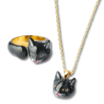 ナタリー・レテ / Nathalie Lete アクセサリー２点セット Ring Black cat Size:11 指輪 リング ブラック キャット 11号 ＆ Necklace Black cat ネックレス ブラック キャット 黒猫