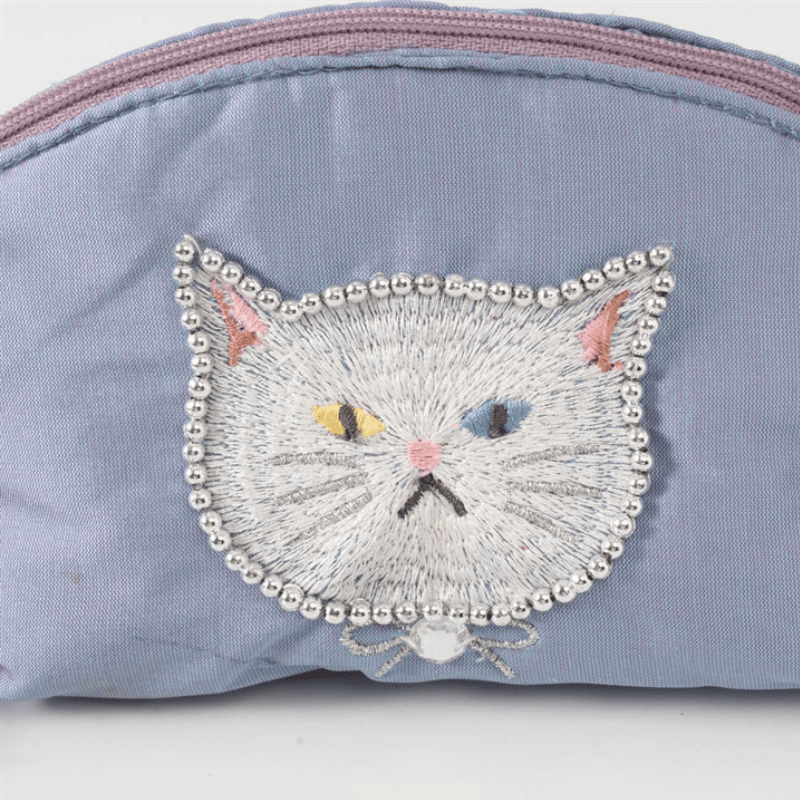 クラフトインディア/Craft Indiaねこのビーズ刺繍ミニポーチcat05