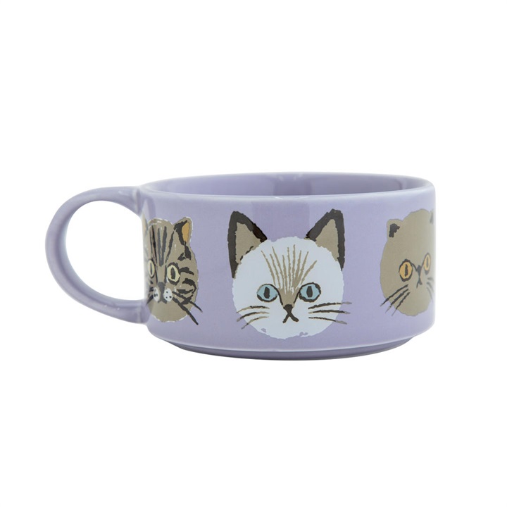 LOVE CAT! / アイラブキャット
スープマグカップ スプーン付ラベンダー右