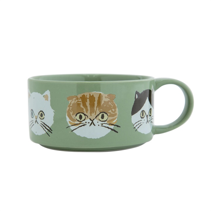LOVE CAT! / アイラブキャット
スープマグカップ スプーン付セージグリーン左